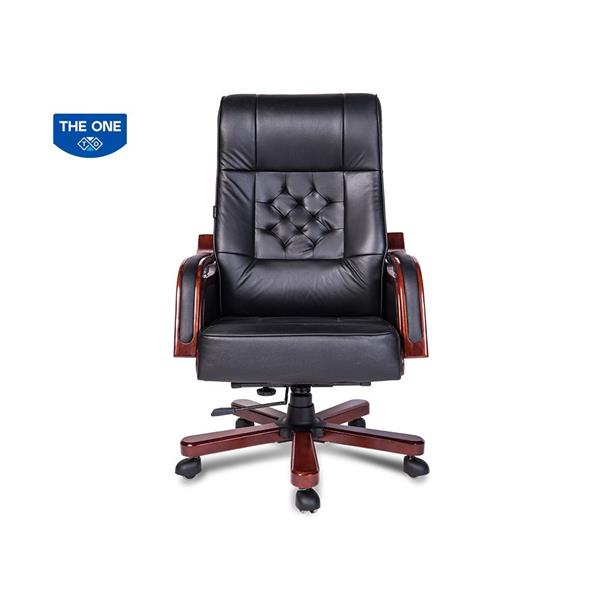 Ghế giám đốc TQ09 da thật, chân tay gỗ